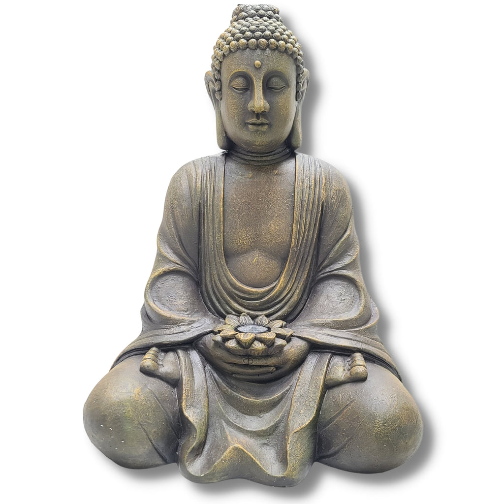 32" Height Buddha Solar Sitting Statue